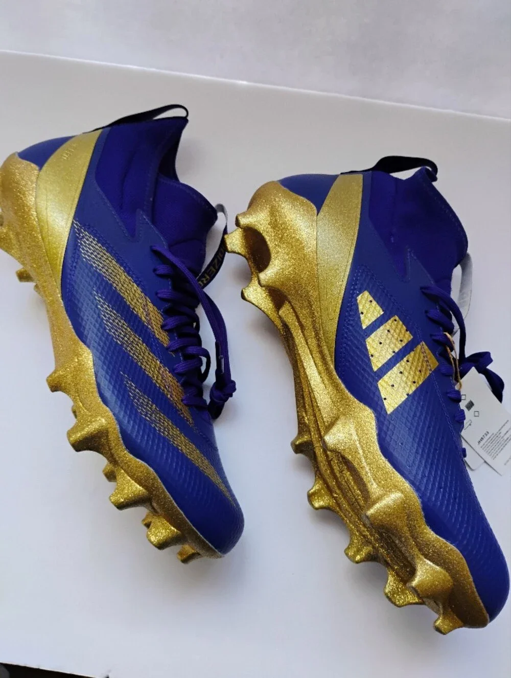 Brand New Adidas Blue and Gold Adizero Soccer Cleats Size 14